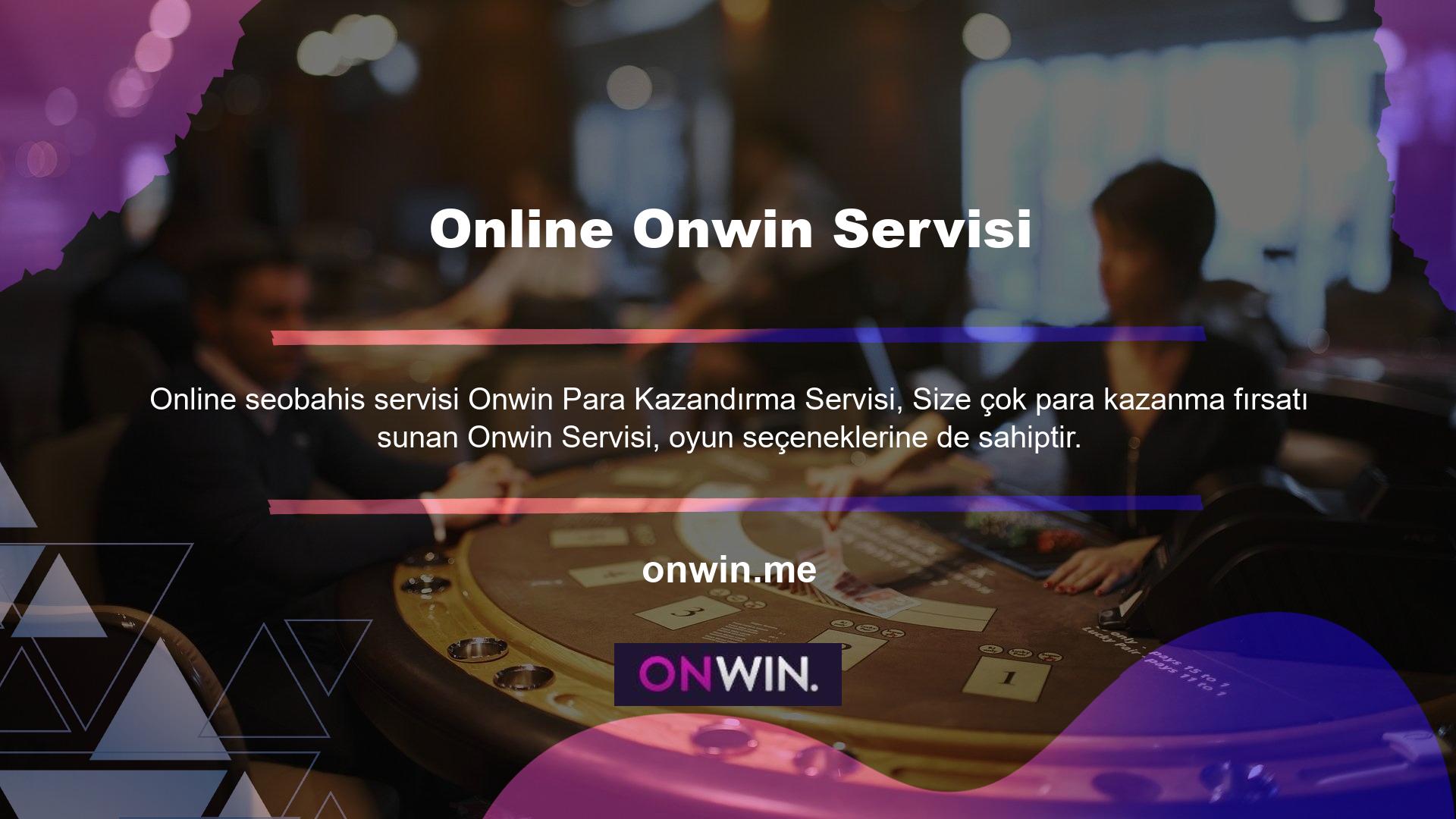 Onwin oyun konseptinin slot, canlı casino oyunları, poker oyunları, canlı oyun seçenekleri ve bingo oyun seçeneklerini içerdiğini göreceksiniz